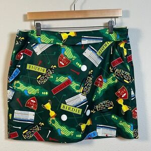 Loudmouth Golf Skort 10 Green Golf Course Print Active Mini Skirt Country Club